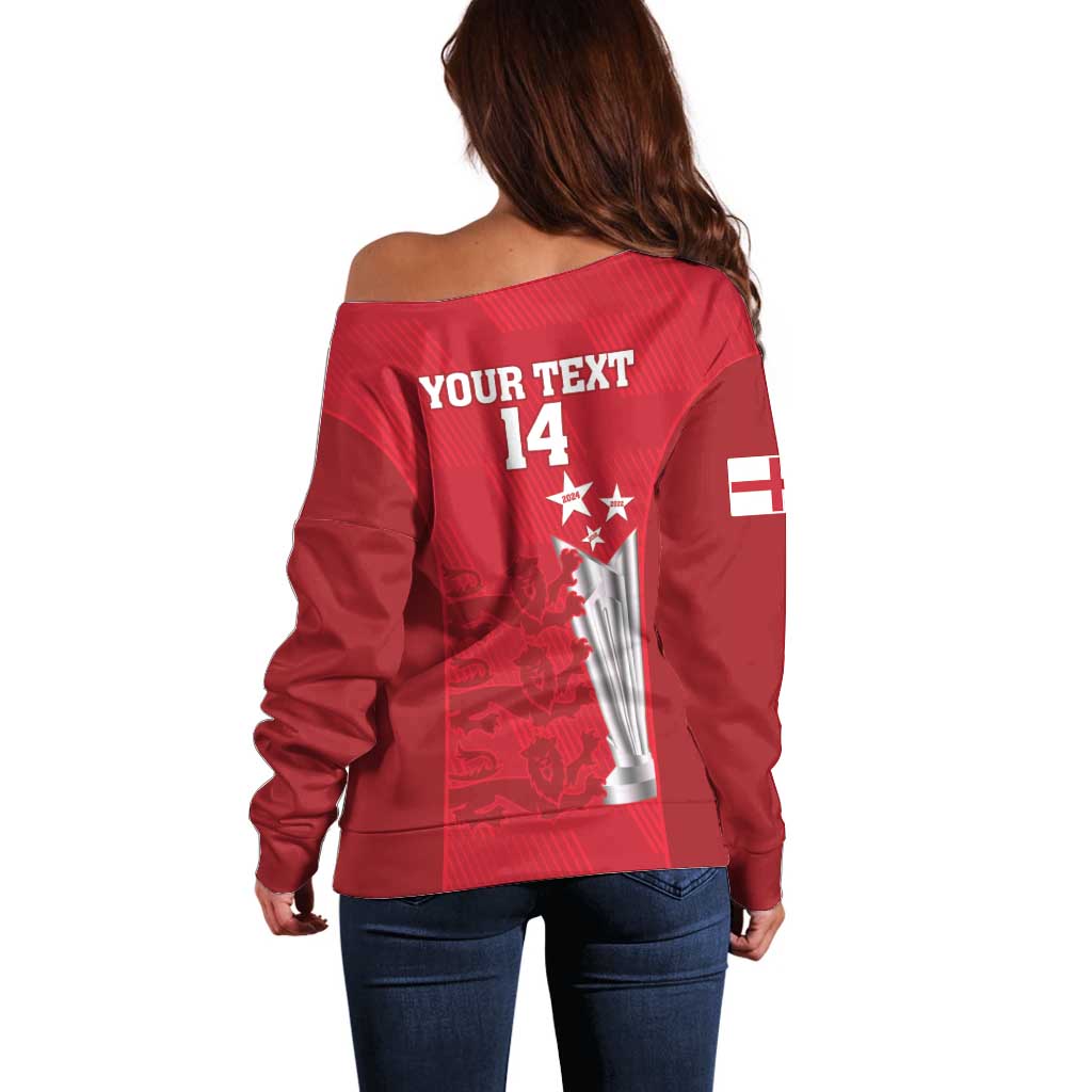 Custom England Cricket Off Shoulder Sweater 3rd Champions World Cup Proud