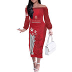 Custom England Cricket Off The Shoulder Long Sleeve Dress 3rd Champions World Cup Proud