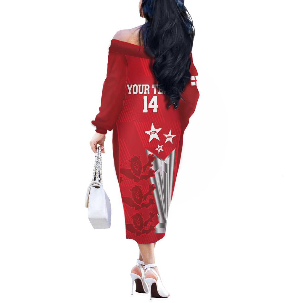 Custom England Cricket Off The Shoulder Long Sleeve Dress 3rd Champions World Cup Proud