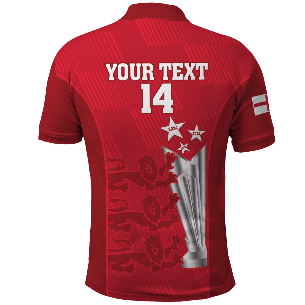 Custom England Cricket Polo Shirt 3rd Champions World Cup Proud