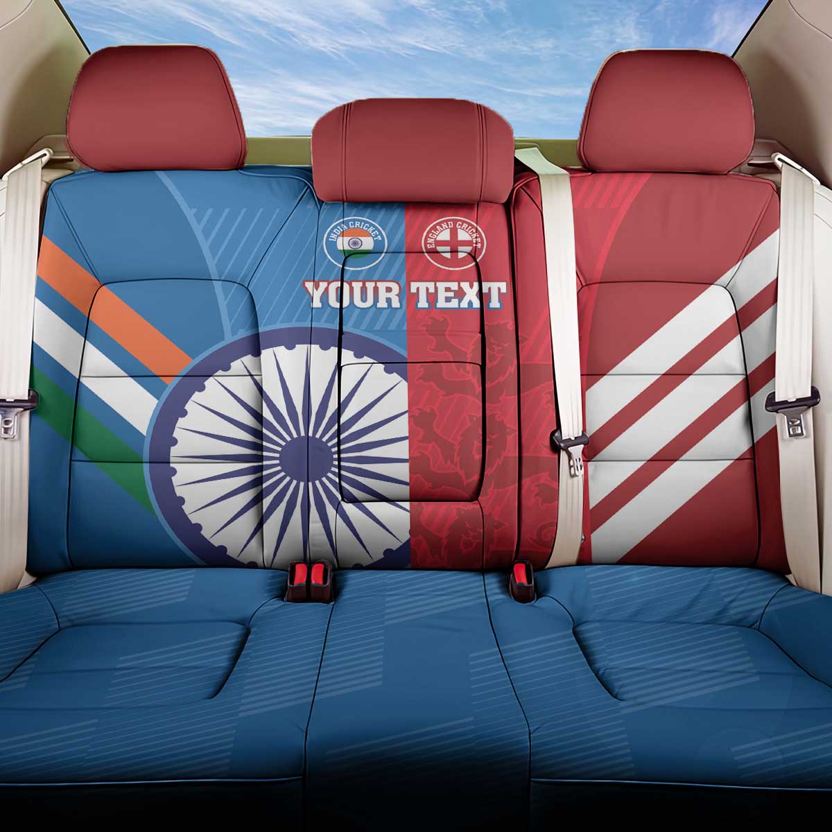 Custom India And England Cricket Back Car Seat Cover 2024 Together Dynamic Version