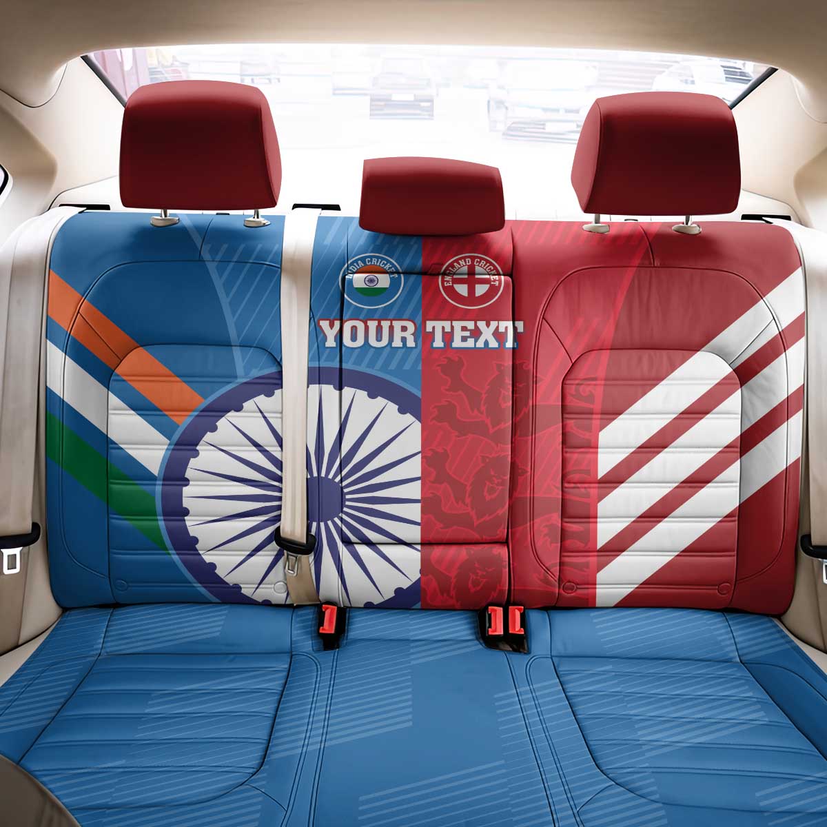 Custom India And England Cricket Back Car Seat Cover 2024 Together Dynamic Version