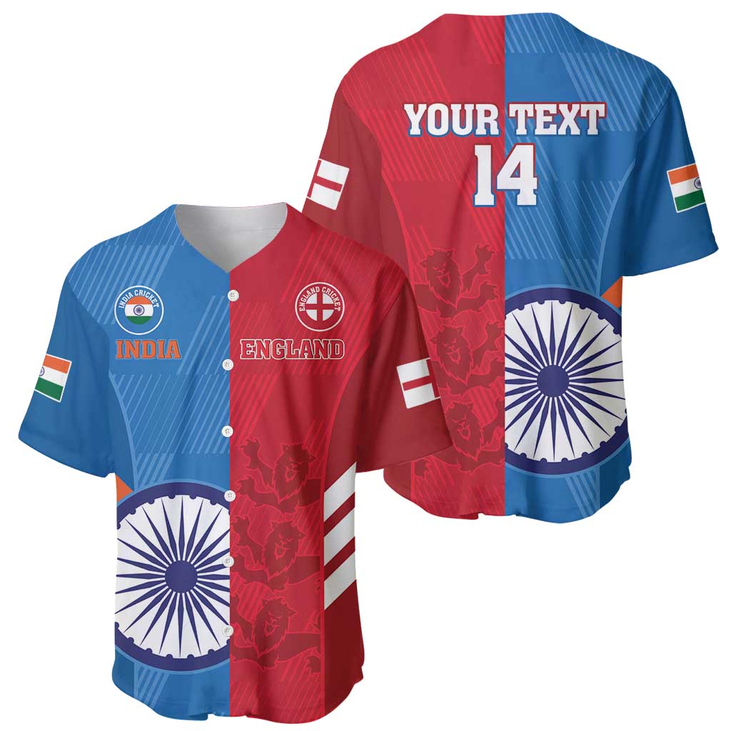 Custom India And England Cricket Baseball Jersey 2024 Together Dynamic Version