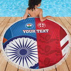 Custom India And England Cricket Beach Blanket 2024 Together Dynamic Version