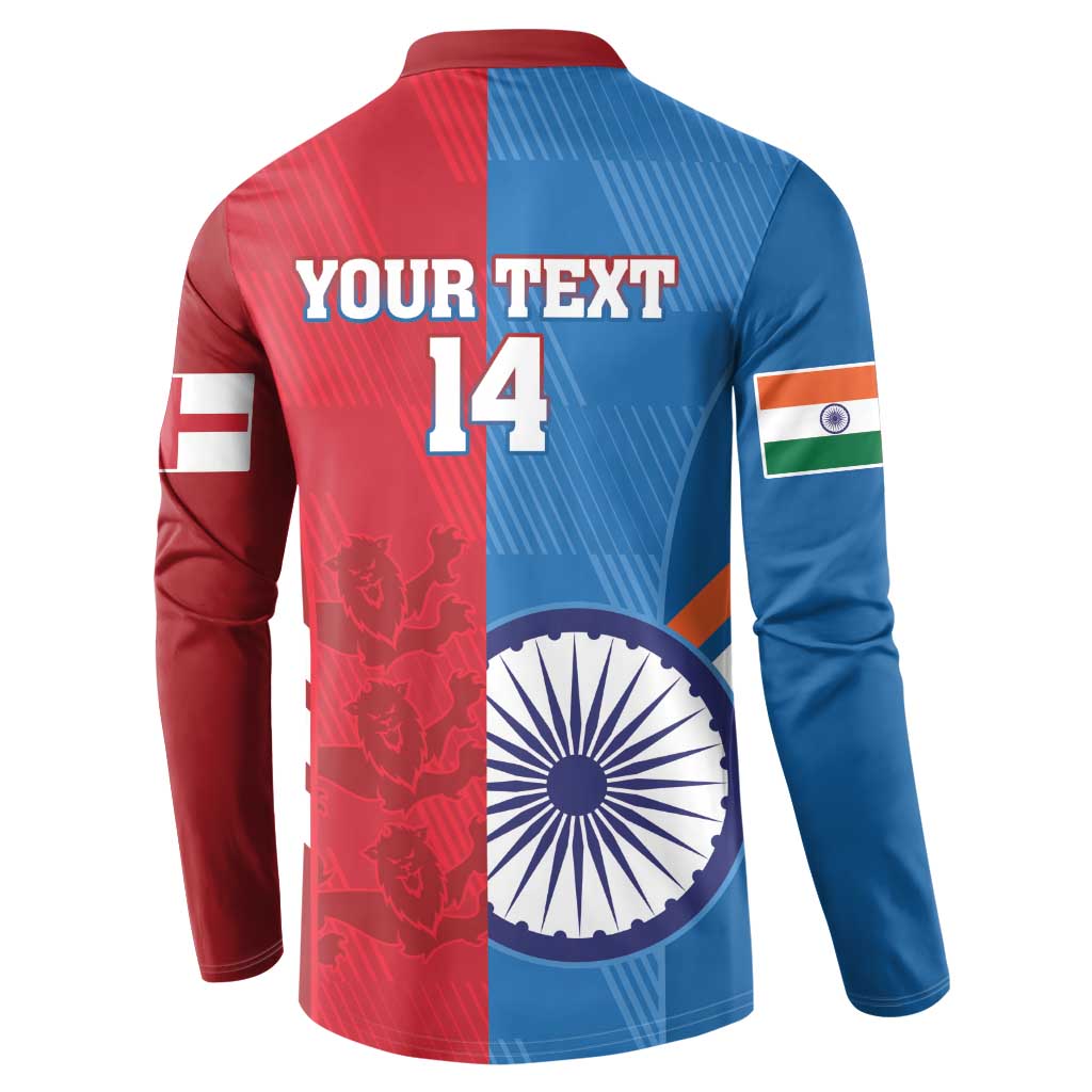 Custom India And England Cricket Button Sweatshirt 2024 Together Dynamic Version