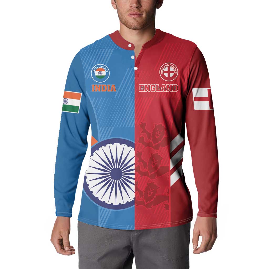 Custom India And England Cricket Button Sweatshirt 2024 Together Dynamic Version