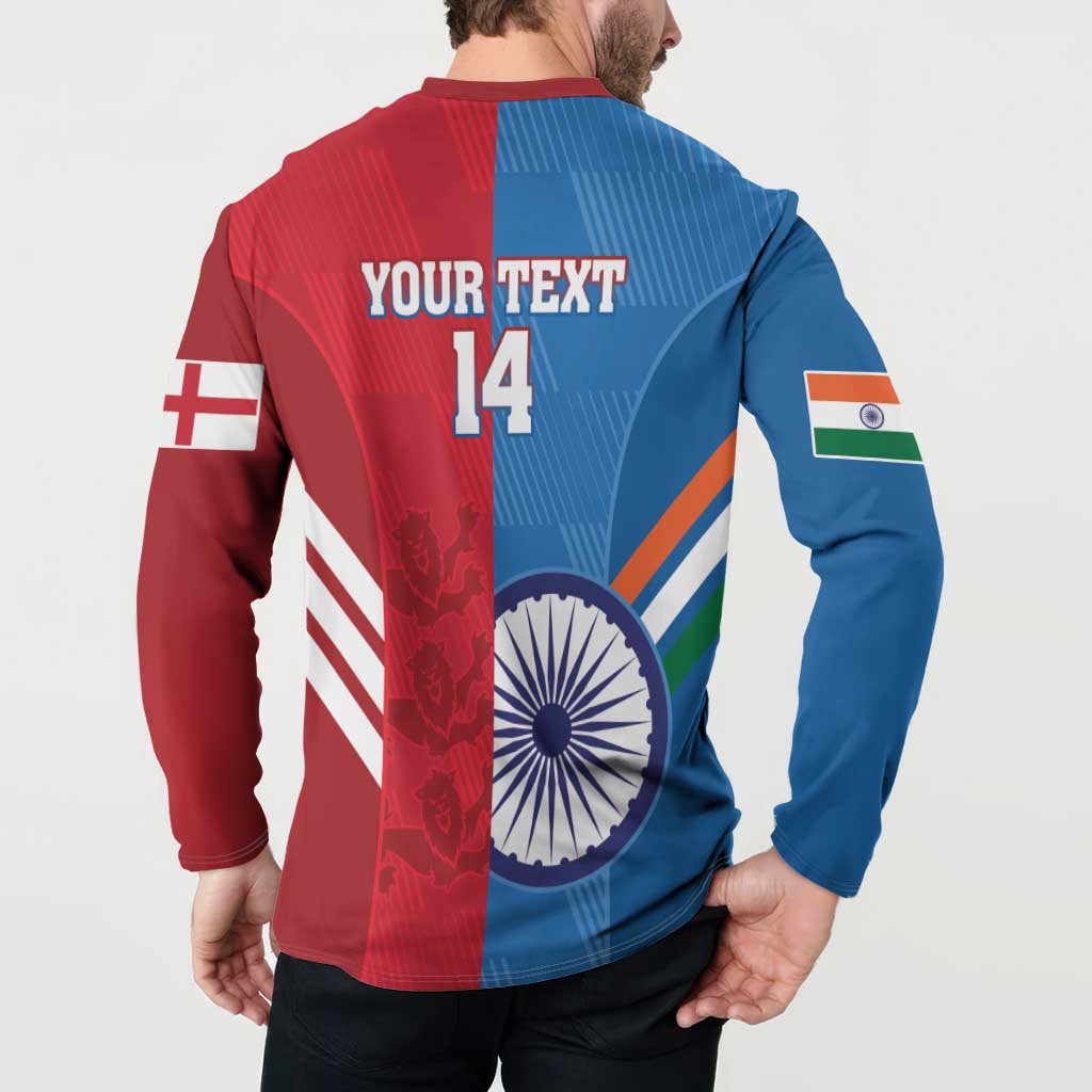 Custom India And England Cricket Button Sweatshirt 2024 Together Dynamic Version