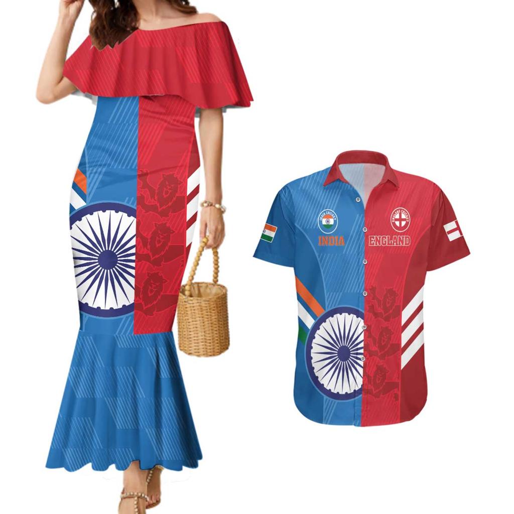Custom India And England Cricket Couples Matching Mermaid Dress and Hawaiian Shirt 2024 Together Dynamic Version