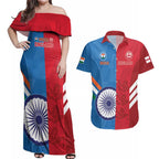Custom India And England Cricket Couples Matching Off Shoulder Maxi Dress and Hawaiian Shirt 2024 Together Dynamic Version