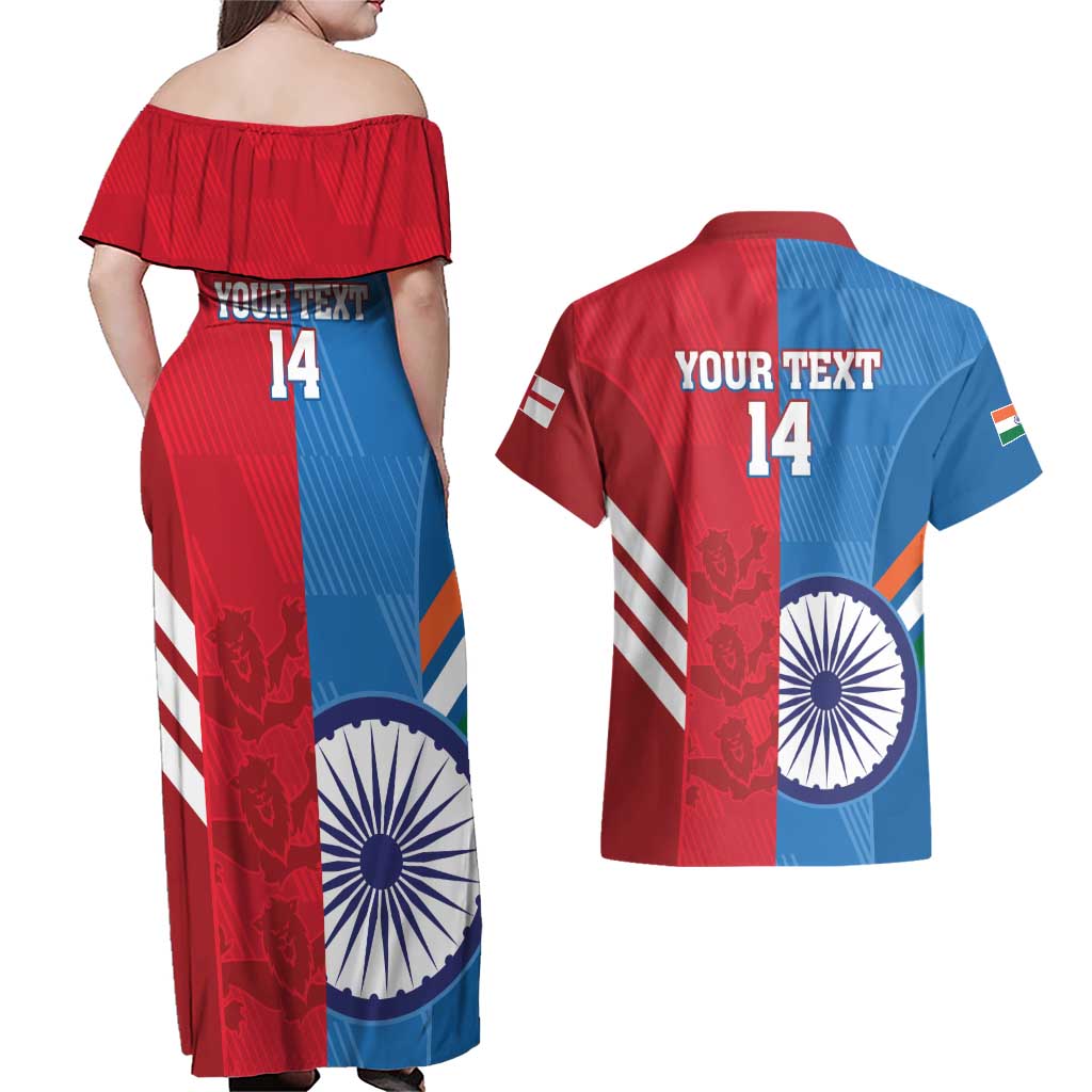 Custom India And England Cricket Couples Matching Off Shoulder Maxi Dress and Hawaiian Shirt 2024 Together Dynamic Version