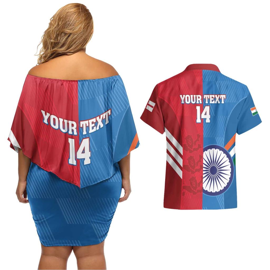 Custom India And England Cricket Couples Matching Off Shoulder Short Dress and Hawaiian Shirt 2024 Together Dynamic Version