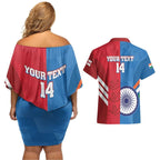 Custom India And England Cricket Couples Matching Off Shoulder Short Dress and Hawaiian Shirt 2024 Together Dynamic Version
