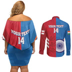 Custom India And England Cricket Couples Matching Off Shoulder Short Dress and Long Sleeve Button Shirt 2024 Together Dynamic Version
