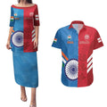 Custom India And England Cricket Couples Matching Puletasi and Hawaiian Shirt 2024 Together Dynamic Version