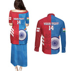 Custom India And England Cricket Couples Matching Puletasi and Long Sleeve Button Shirt 2024 Together Dynamic Version