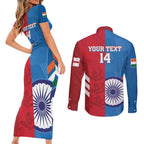 Custom India And England Cricket Couples Matching Short Sleeve Bodycon Dress and Long Sleeve Button Shirt 2024 Together Dynamic Version