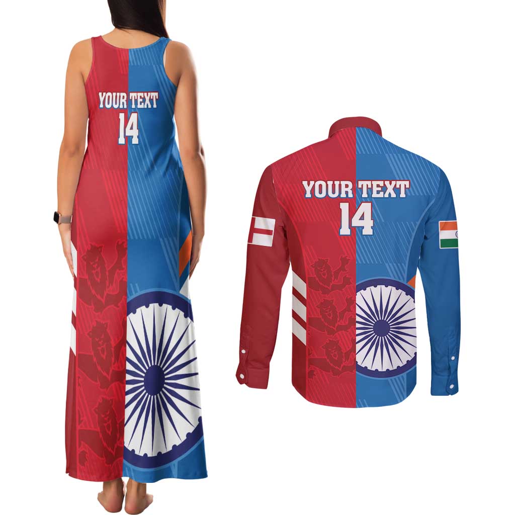 Custom India And England Cricket Couples Matching Tank Maxi Dress and Long Sleeve Button Shirt 2024 Together Dynamic Version