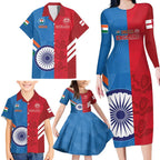 Custom India And England Cricket Family Matching Long Sleeve Bodycon Dress and Hawaiian Shirt 2024 Together Dynamic Version