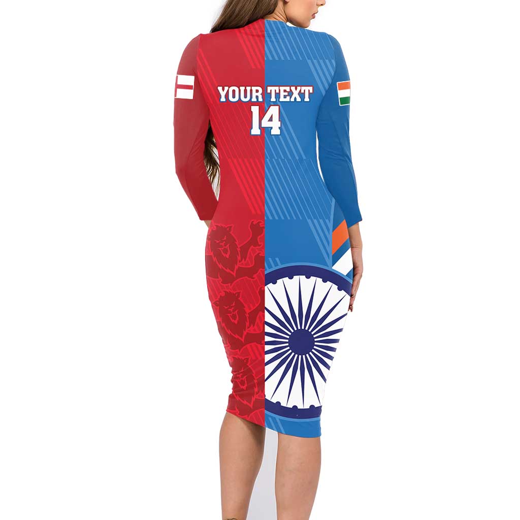 Custom India And England Cricket Family Matching Long Sleeve Bodycon Dress and Hawaiian Shirt 2024 Together Dynamic Version