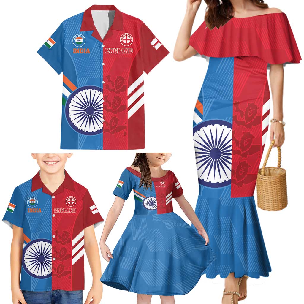 Custom India And England Cricket Family Matching Mermaid Dress and Hawaiian Shirt 2024 Together Dynamic Version