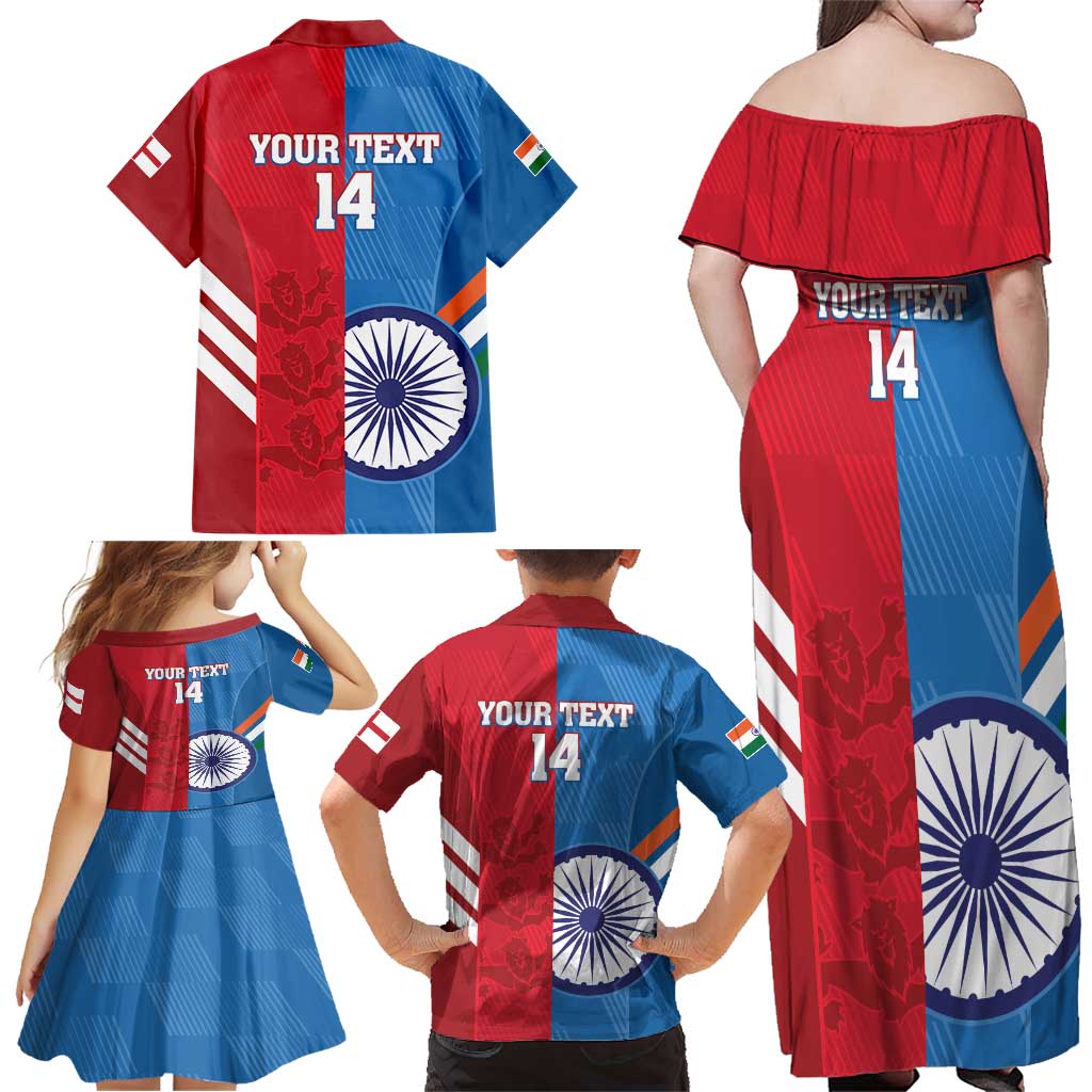 Custom India And England Cricket Family Matching Off Shoulder Maxi Dress and Hawaiian Shirt 2024 Together Dynamic Version