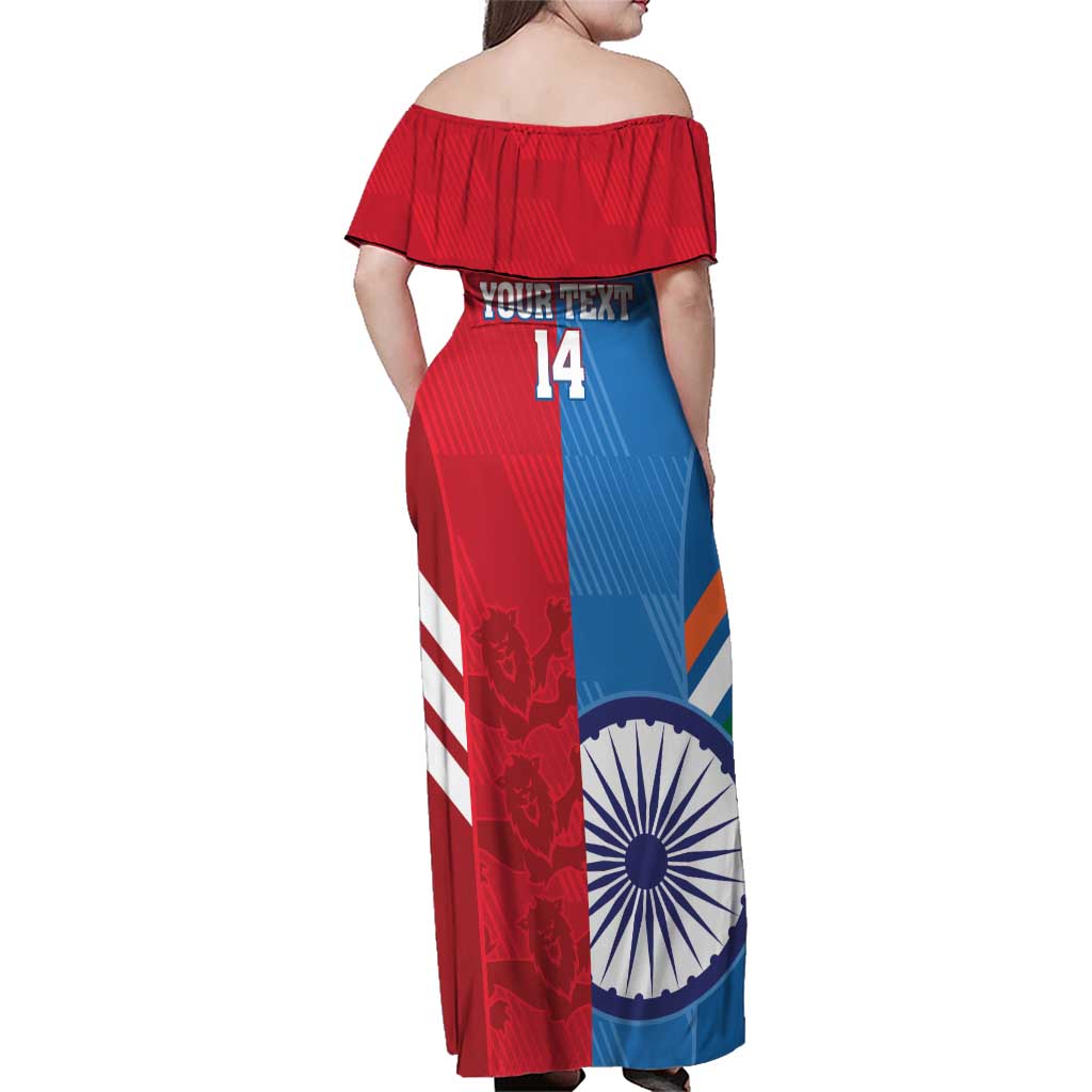 Custom India And England Cricket Family Matching Off Shoulder Maxi Dress and Hawaiian Shirt 2024 Together Dynamic Version