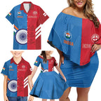 Custom India And England Cricket Family Matching Off Shoulder Short Dress and Hawaiian Shirt 2024 Together Dynamic Version