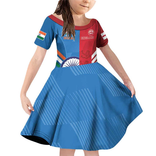 Custom India And England Cricket Family Matching Off Shoulder Short Dress and Hawaiian Shirt 2024 Together Dynamic Version