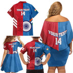 Custom India And England Cricket Family Matching Off Shoulder Short Dress and Hawaiian Shirt 2024 Together Dynamic Version