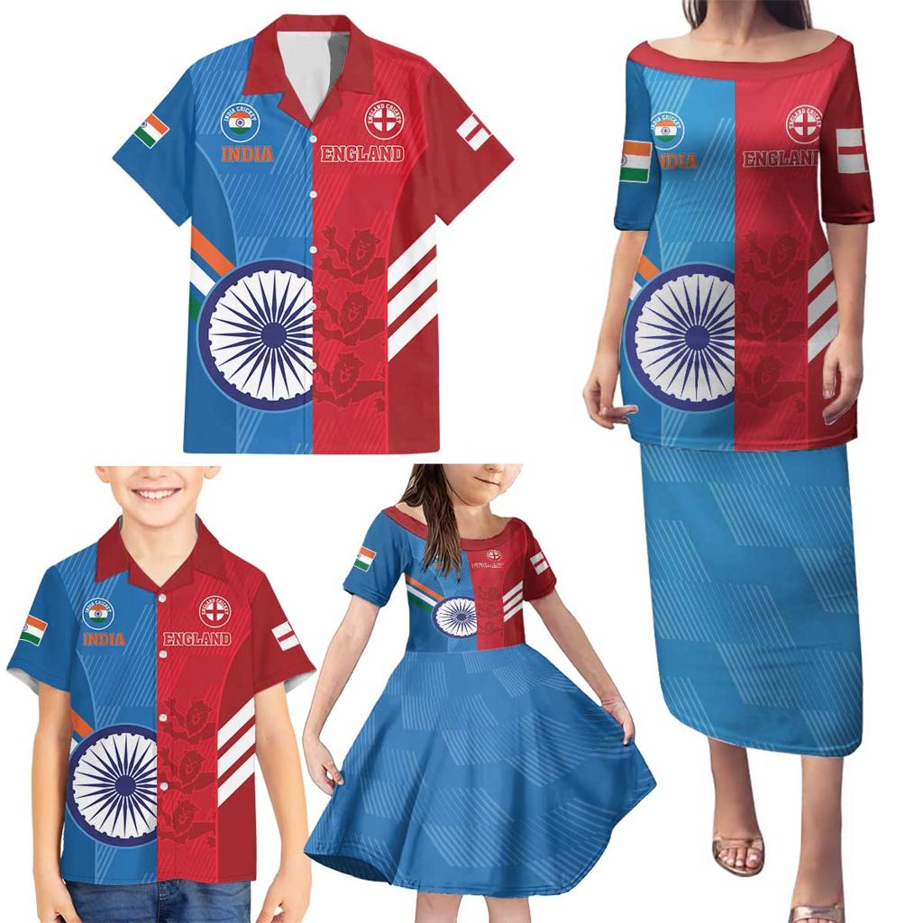Custom India And England Cricket Family Matching Puletasi and Hawaiian Shirt 2024 Together Dynamic Version