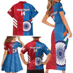 Custom India And England Cricket Family Matching Short Sleeve Bodycon Dress and Hawaiian Shirt 2024 Together Dynamic Version