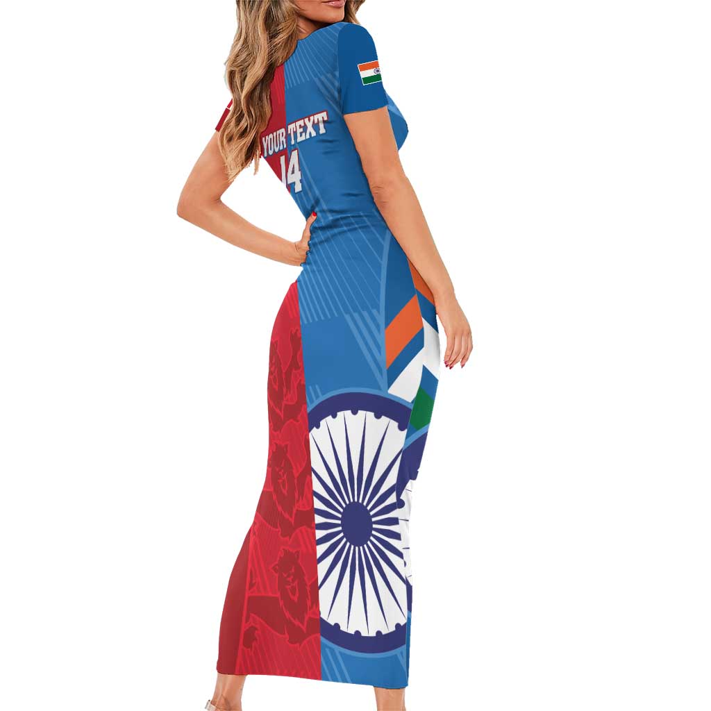 Custom India And England Cricket Family Matching Short Sleeve Bodycon Dress and Hawaiian Shirt 2024 Together Dynamic Version