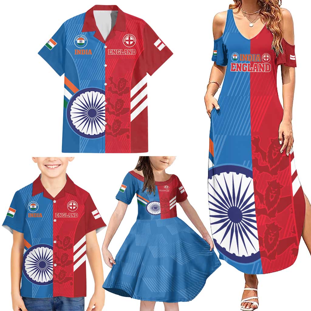 Custom India And England Cricket Family Matching Summer Maxi Dress and Hawaiian Shirt 2024 Together Dynamic Version