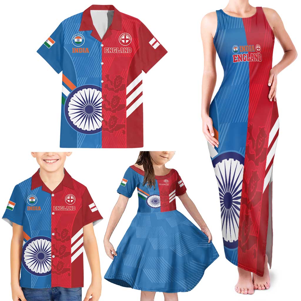 Custom India And England Cricket Family Matching Tank Maxi Dress and Hawaiian Shirt 2024 Together Dynamic Version