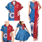 Custom India And England Cricket Family Matching Tank Maxi Dress and Hawaiian Shirt 2024 Together Dynamic Version