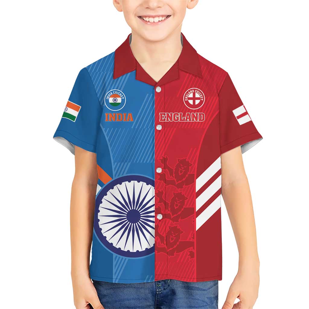 Custom India And England Cricket Kid Hawaiian Shirt 2024 Together Dynamic Version