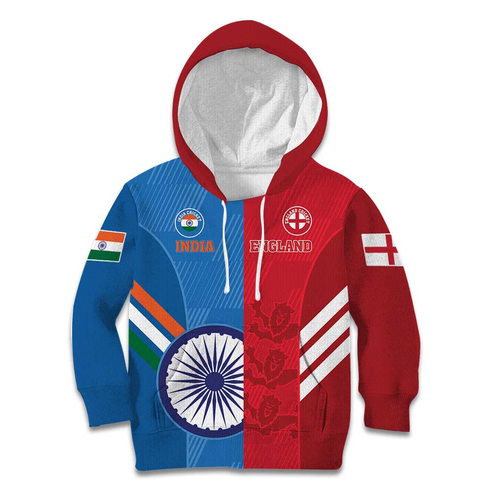 Custom India And England Cricket Kid Hoodie 2024 Together Dynamic Version
