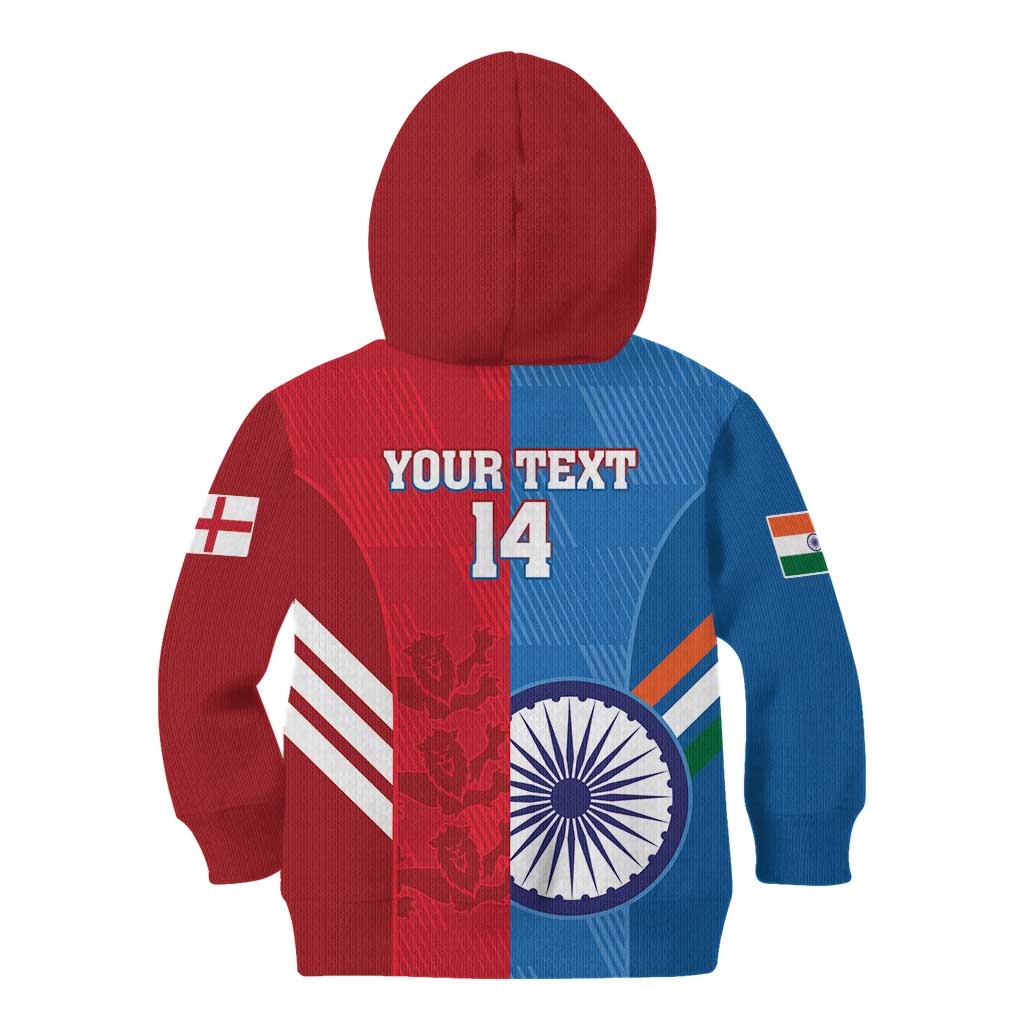 Custom India And England Cricket Kid Hoodie 2024 Together Dynamic Version