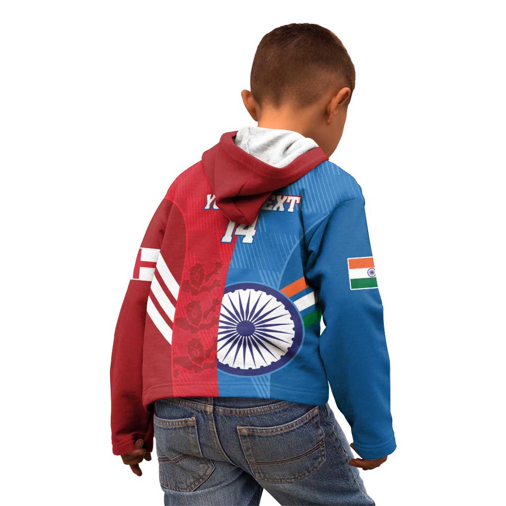 Custom India And England Cricket Kid Hoodie 2024 Together Dynamic Version