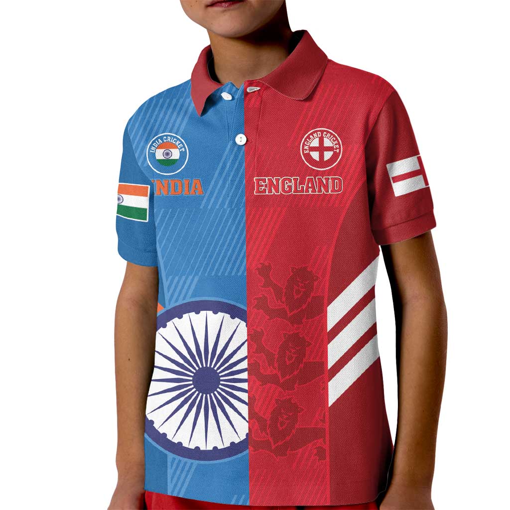 Custom India And England Cricket Kid Polo Shirt 2024 Together Dynamic Version