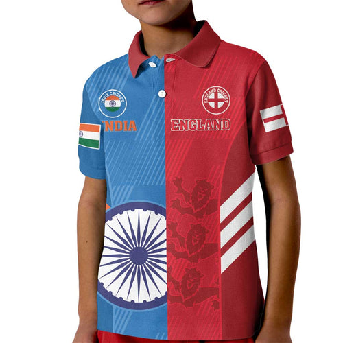 Custom India And England Cricket Kid Polo Shirt 2024 Together Dynamic Version