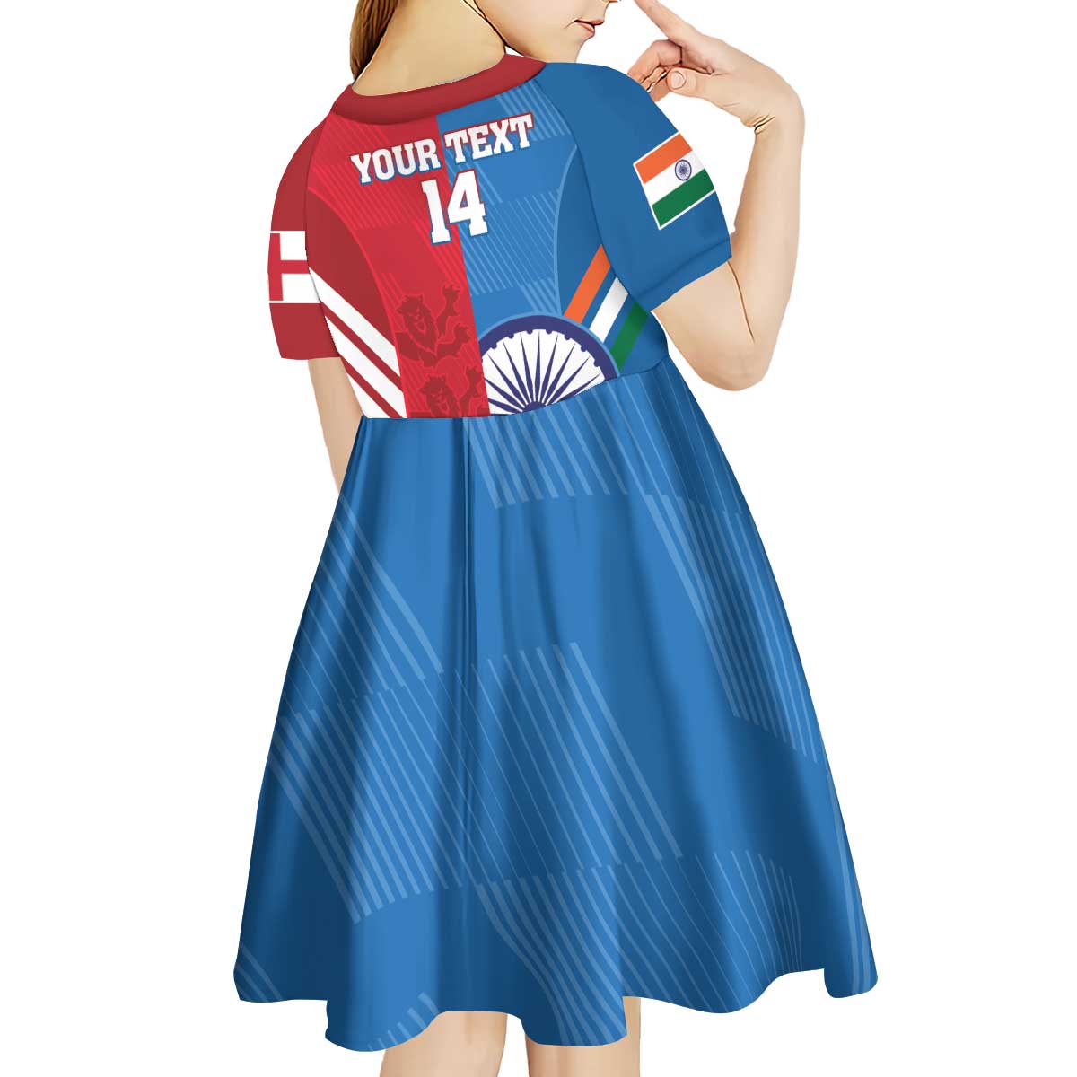 Custom India And England Cricket Kid Short Sleeve Dress 2024 Together Dynamic Version
