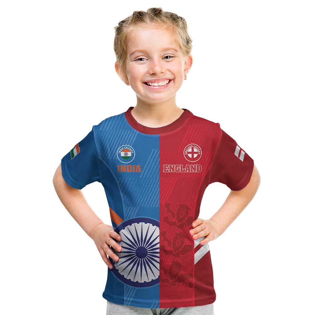 Custom India And England Cricket Kid T Shirt 2024 Together Dynamic Version