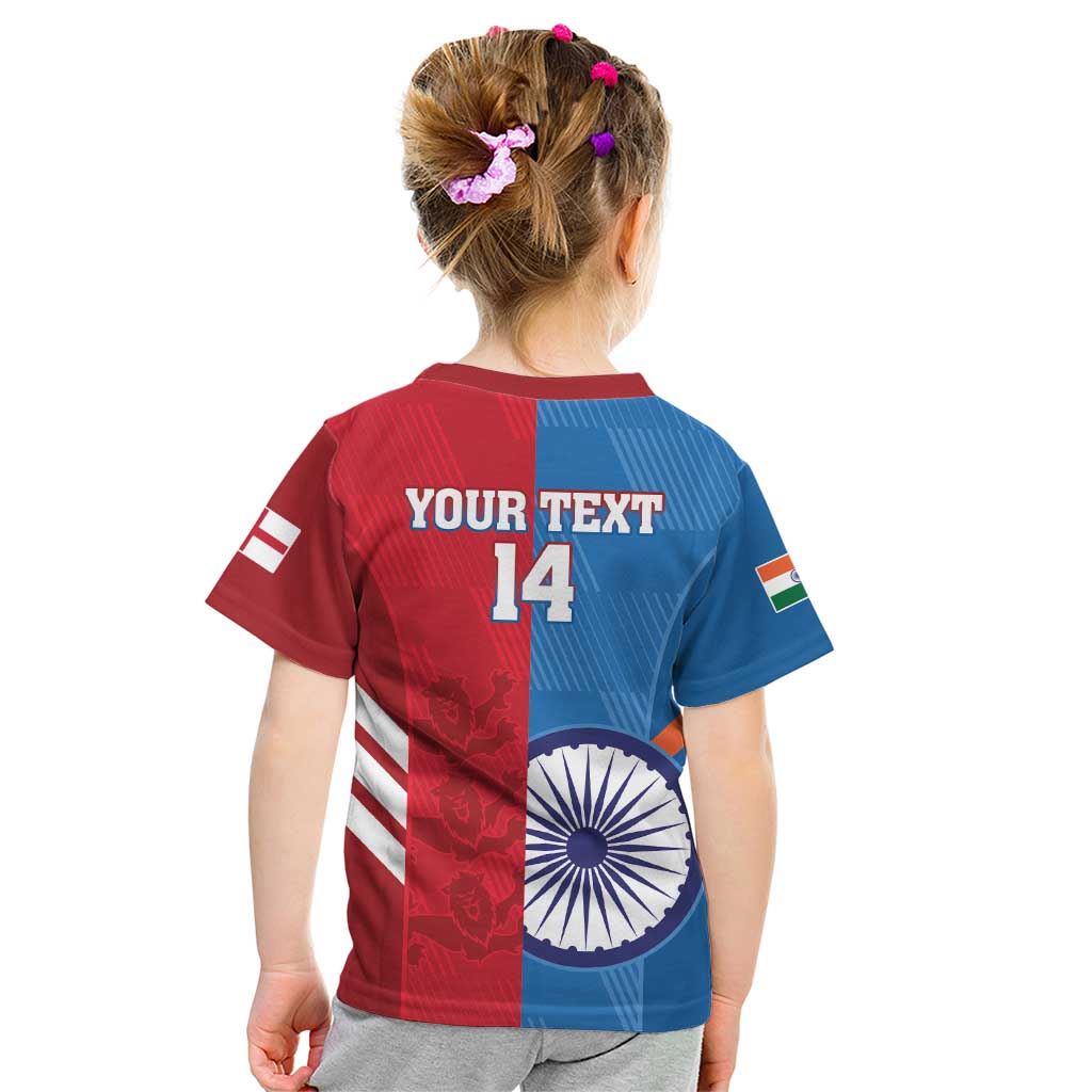 Custom India And England Cricket Kid T Shirt 2024 Together Dynamic Version