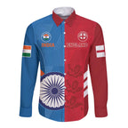 Custom India And England Cricket Long Sleeve Button Shirt 2024 Together Dynamic Version