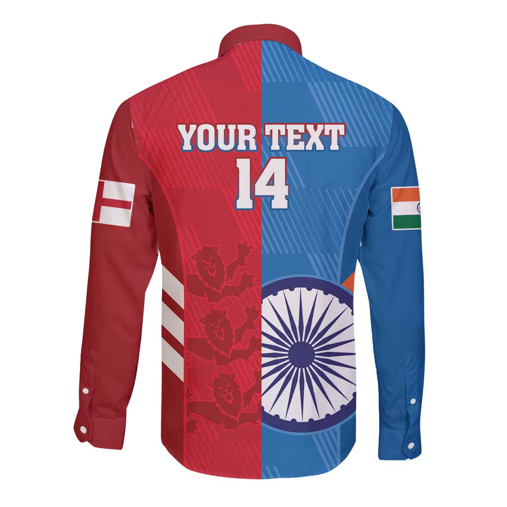Custom India And England Cricket Long Sleeve Button Shirt 2024 Together Dynamic Version