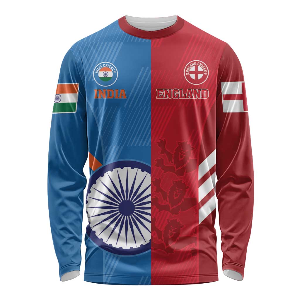Custom India And England Cricket Long Sleeve Shirt 2024 Together Dynamic Version