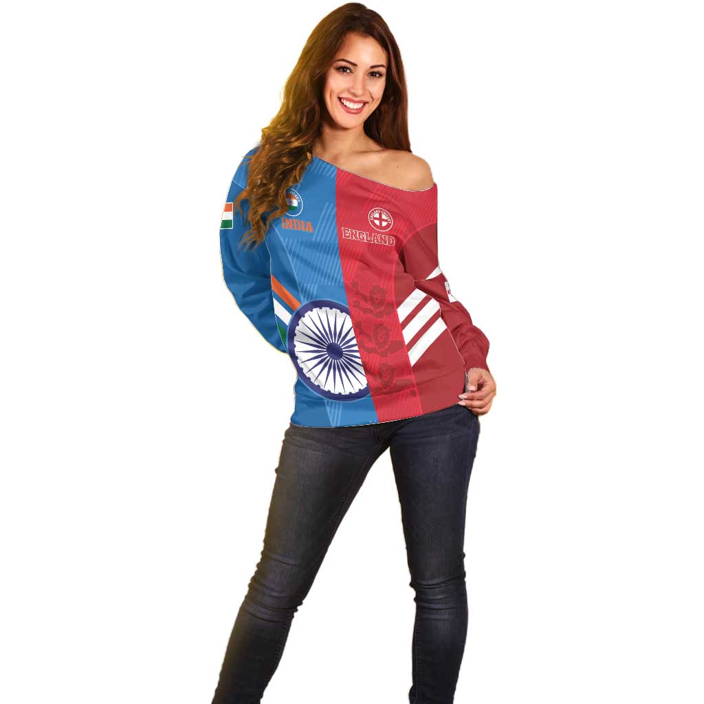 Custom India And England Cricket Off Shoulder Sweater 2024 Together Dynamic Version
