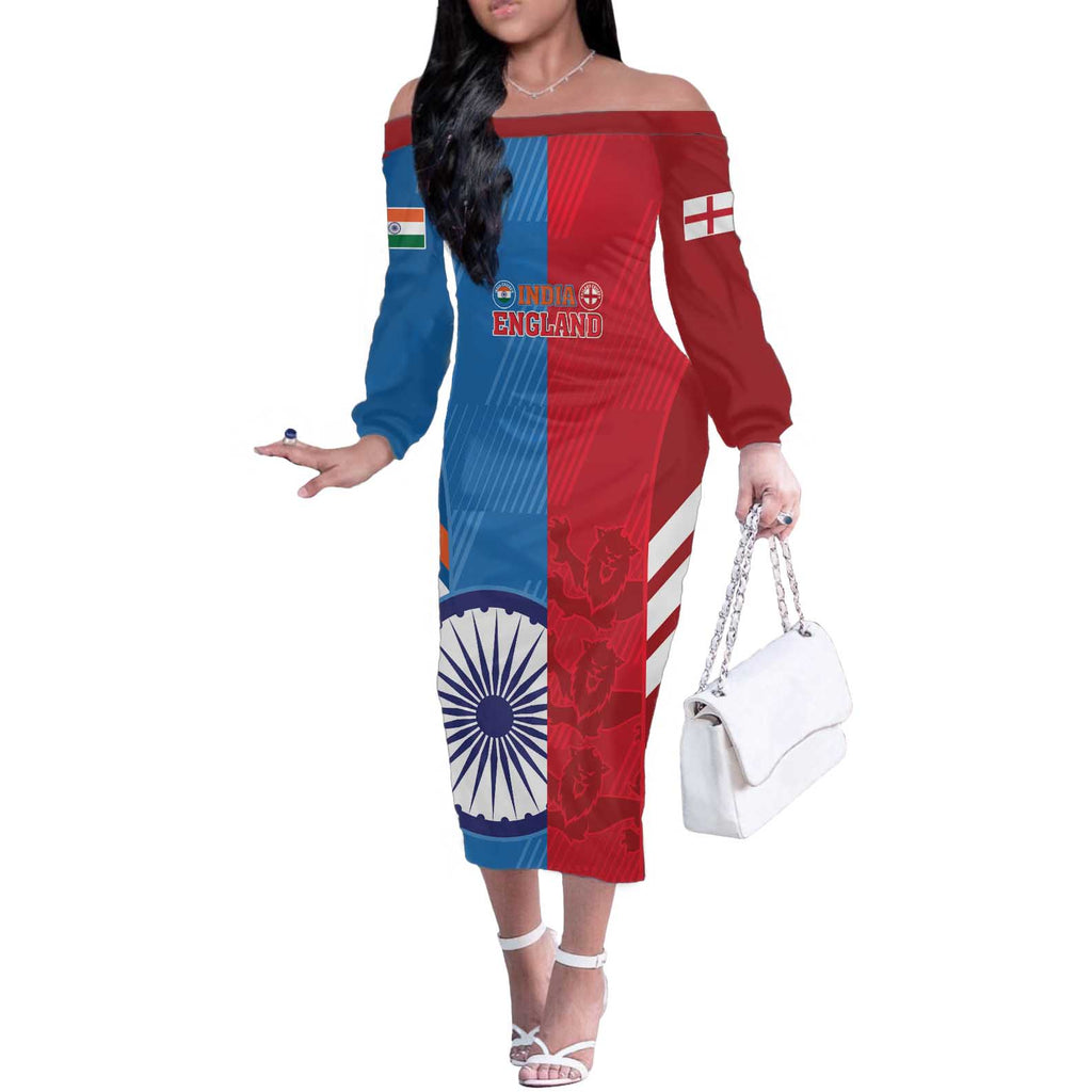 Custom India And England Cricket Off The Shoulder Long Sleeve Dress 2024 Together Dynamic Version