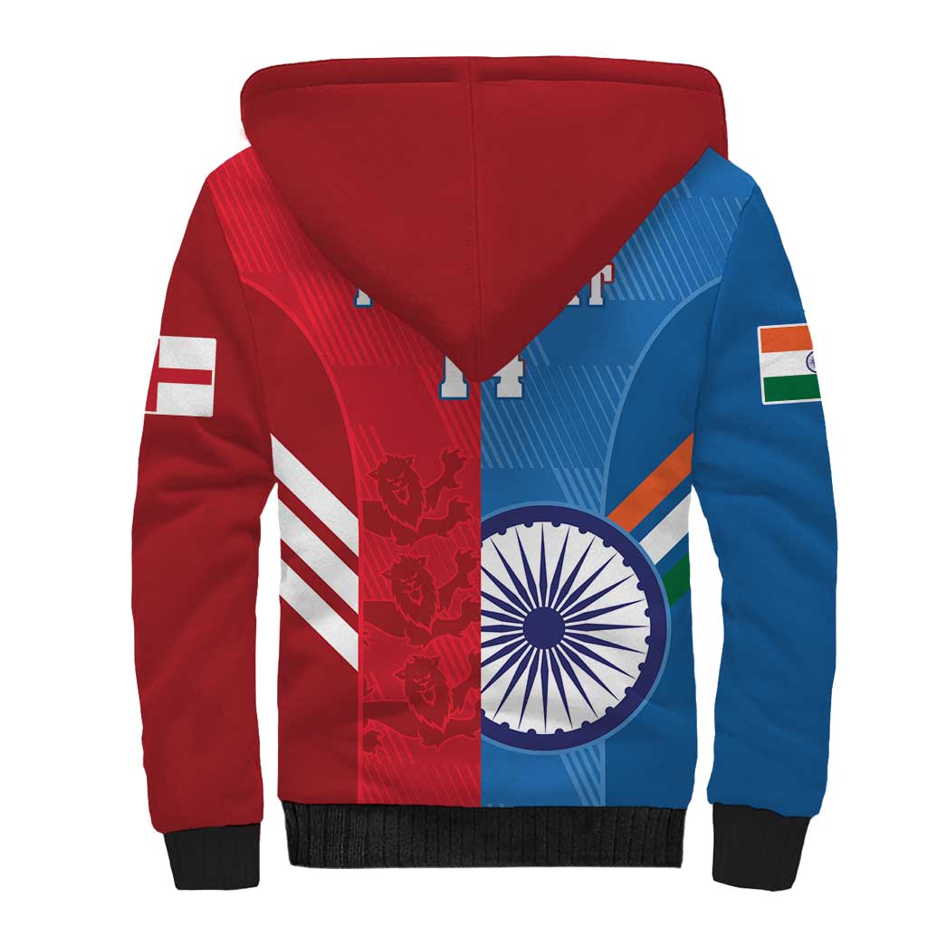 Custom India And England Cricket Sherpa Hoodie 2024 Together Dynamic Version